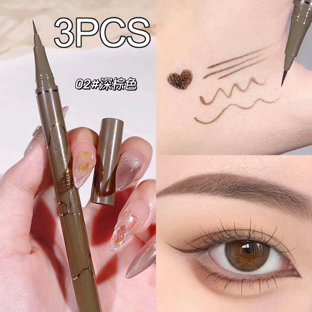 Slim eyeliner is waterproof, sweat-proof, long-lasting and non-smudged. Newbie brown eyeliner liquid pen