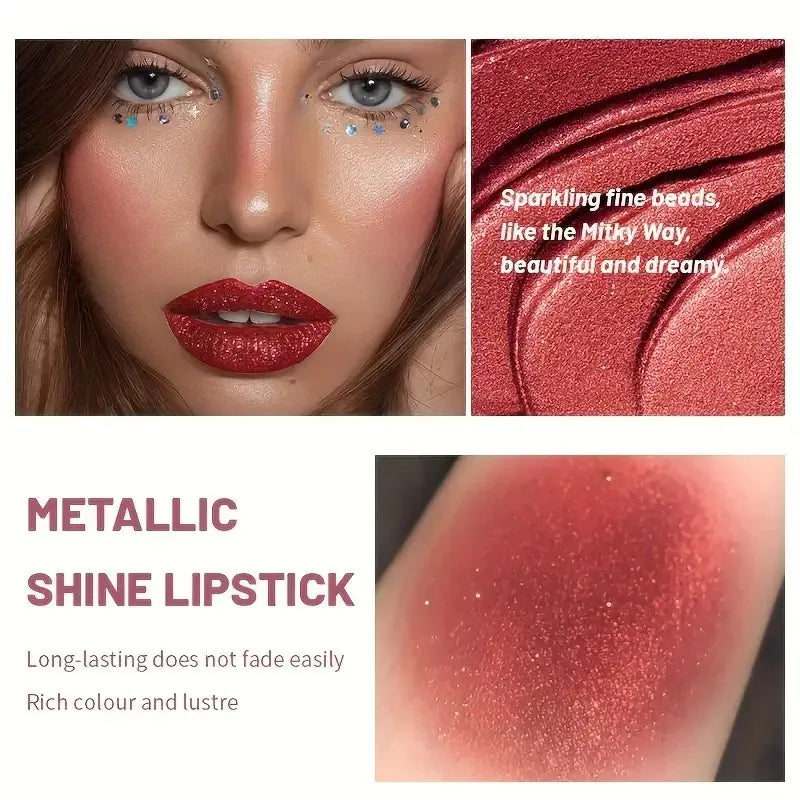 Pearlescent lipstick, long-lasting waterproof lipstick, create charming and plump lips