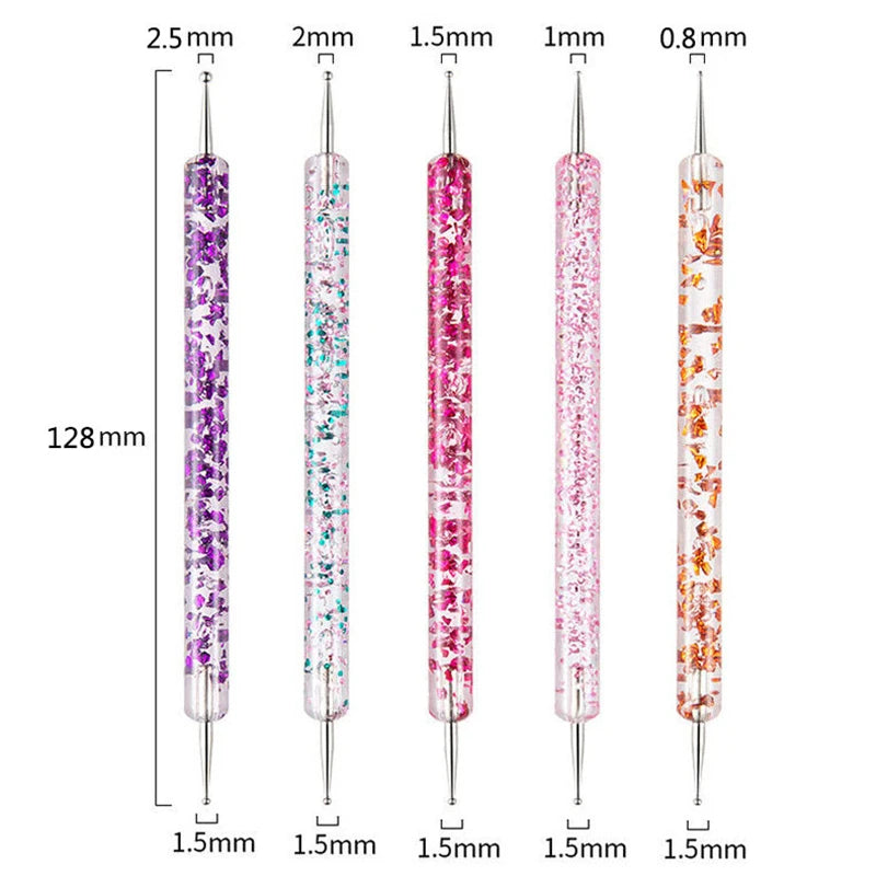 5/20Pcs Nail Art Brush Design Tip Painting Drawing Carving Dotting Pen FlatFan Liner Acrylic Gel UV Polish Manicure Tools