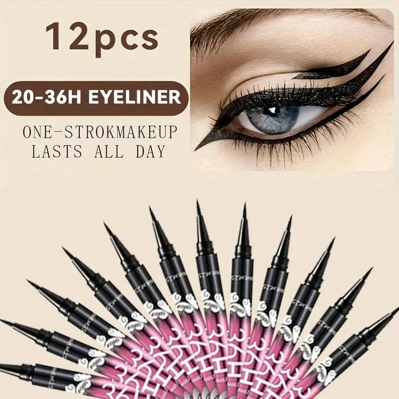 12 PCS Hot Make Up Ultimate Black Liquid Eyeliner Long-lasting Waterproof Eye Liner Pencil Pen Nice Makeup Cosmetic Beauty Tools