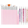5/20Pcs Nail Art Brush Design Tip Painting Drawing Carving Dotting Pen FlatFan Liner Acrylic Gel UV Polish Manicure Tools