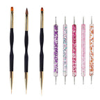 5/20Pcs Nail Art Brush Design Tip Painting Drawing Carving Dotting Pen FlatFan Liner Acrylic Gel UV Polish Manicure Tools